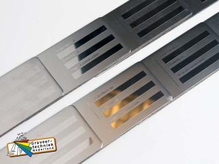 RVS data plaat, mat - glans etsen